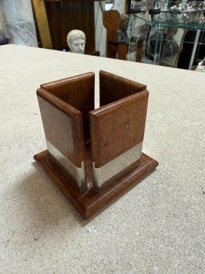 Vintage Trussardi Wood Metal Desk Accessories Set