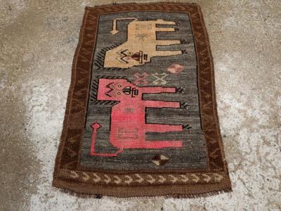 Vintage Turkish Anatolian Pictorial Rug