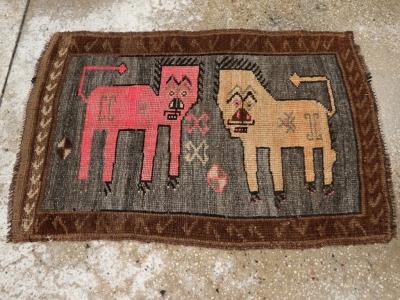 Vintage Turkish Anatolian Pictorial Rug