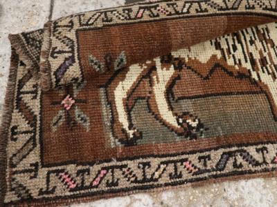 Vintage Turkish Anatolian Pictorial Rug Pair 1 of 2 