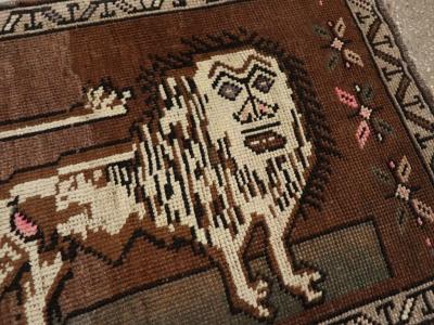 Vintage Turkish Anatolian Pictorial Rug Pair 1 of 2 
