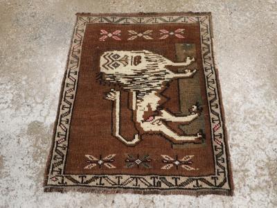 Vintage Turkish Anatolian Pictorial Rug Pair 2 of 2 