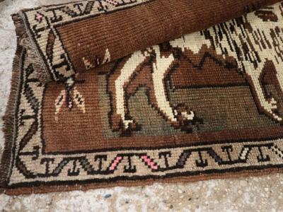 Vintage Turkish Anatolian Pictorial Rug Pair 2 of 2 