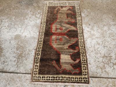 Vintage Turkish Anatolian Pictorial Rug Pair 2 of 2 