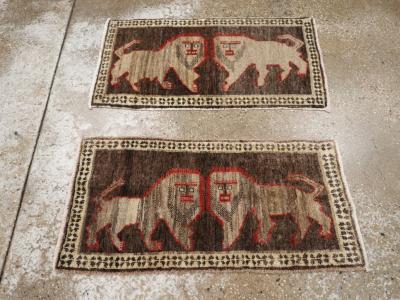 Vintage Turkish Anatolian Pictorial Rug Pair 2 of 2 