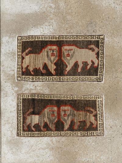 Vintage Turkish Anatolian Pictorial Rug Pair 2 of 2 
