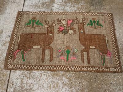 Vintage Turkish Anatolian Pictorial Rug Pair 2 of 2 