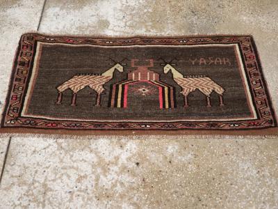 Vintage Turkish Anatolian Pictorial Rug Pair 2 of 2 