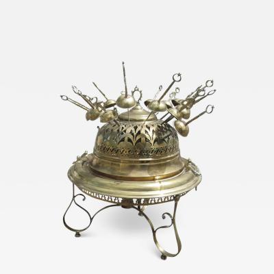 Vintage Turkish Brass Brazier with Sword Skewers