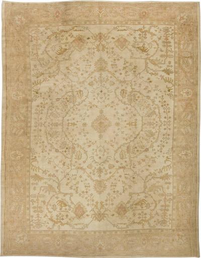 Vintage Turkish Oushak Botanic Handmade Wool Rug
