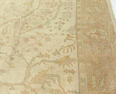 Vintage Turkish Oushak Botanic Handmade Wool Rug