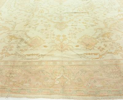 Vintage Turkish Oushak Botanic Handmade Wool Rug