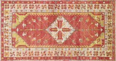 Vintage Turkish Oushak Rug 53 x 102 
