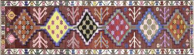 Vintage Turkish Oushak Runner 31 x 1011 