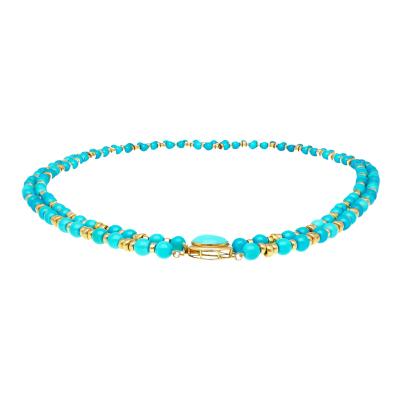 Vintage Turquoise and 14k Gold Bead Pendant Necklace