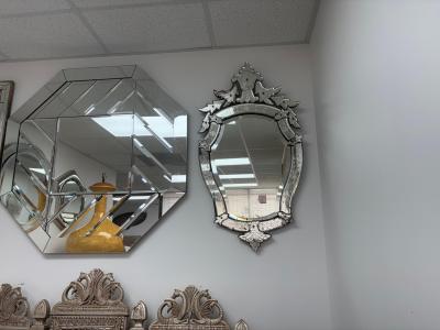 Vintage Venetian Beveled And Etched Mirror