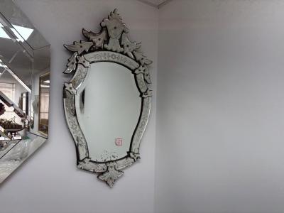 Vintage Venetian Beveled And Etched Mirror