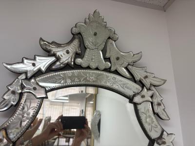 Vintage Venetian Beveled And Etched Mirror