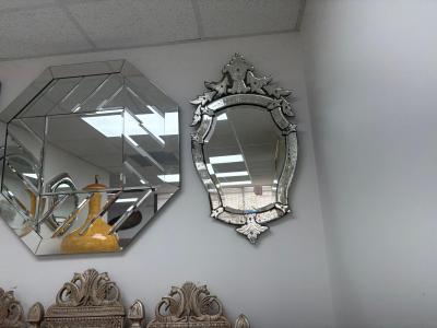 Vintage Venetian Beveled And Etched Mirror