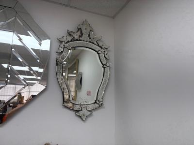 Vintage Venetian Beveled And Etched Mirror