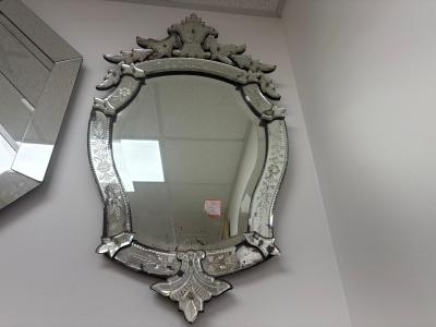 Vintage Venetian Beveled And Etched Mirror