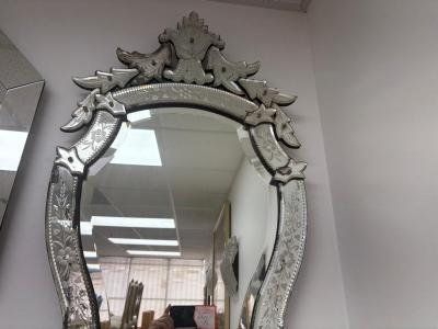 Vintage Venetian Beveled And Etched Mirror