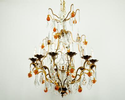 Vintage Venetian Murano Crystal Fruit Design Chandelier