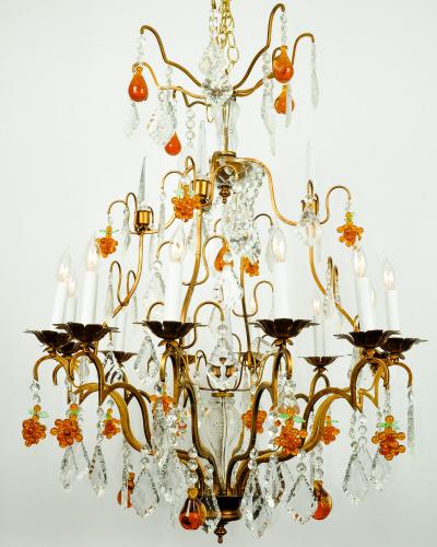 Vintage Venetian Murano Crystal Fruit Design Chandelier