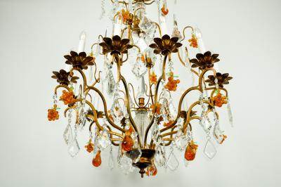 Vintage Venetian Murano Crystal Fruit Design Chandelier