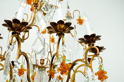 Vintage Venetian Murano Crystal Fruit Design Chandelier