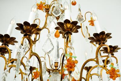 Vintage Venetian Murano Crystal Fruit Design Chandelier