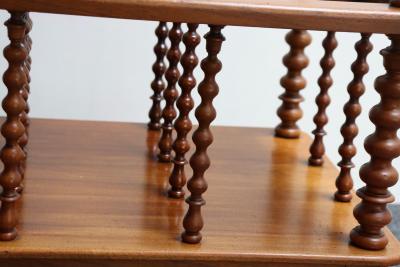 Vintage Victorian Figured Walnut Canterbury Magazine Rack on Casters with Drawer