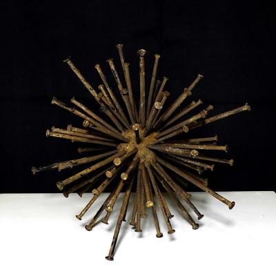 Vintage Welded Metal Nail Atomic orb Sculpture