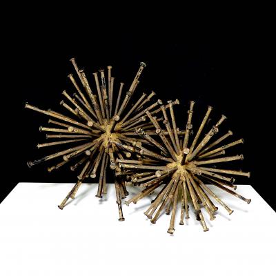 Vintage Welded Metal Nail Atomic orb Sculpture