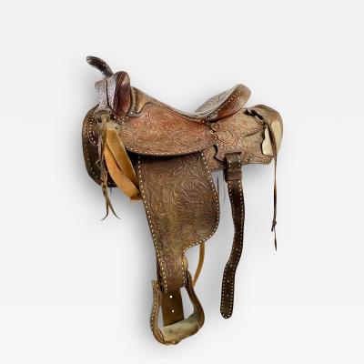 Vintage Western Cowboy Genuine Leather Horse Saddle
