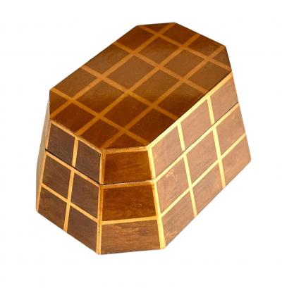 Vintage Wood Dresser Box Gold Leaf Striping w Lid 1960