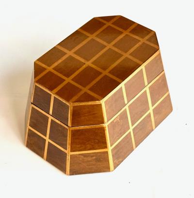 Vintage Wood Dresser Box Gold Leaf Striping w Lid 1960