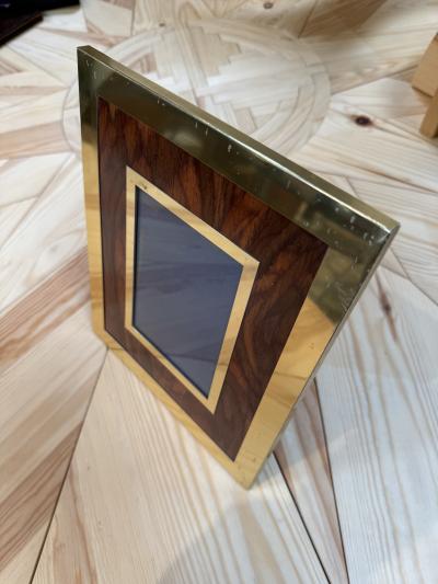 Vintage Wood and Brass Picture Frame