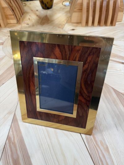 Vintage Wood and Brass Picture Frame