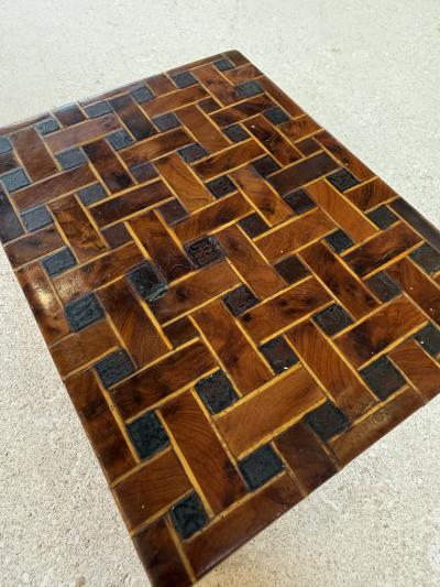 Vintage Wooden Trinket Box With Herringbone Pattern