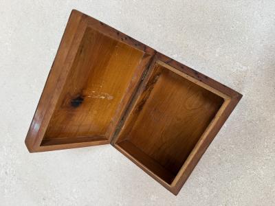 Vintage Wooden Trinket Box With Herringbone Pattern