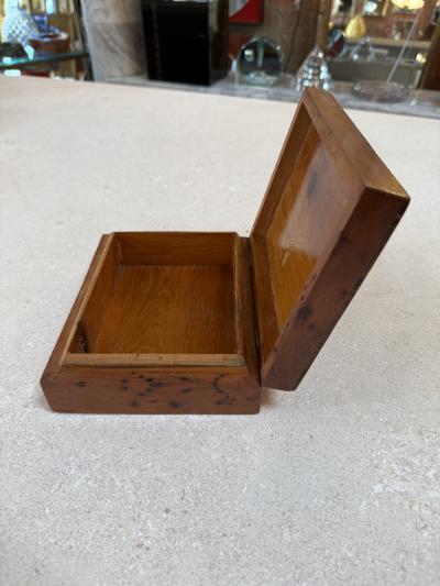 Vintage Wooden Trinket Box With Herringbone Pattern