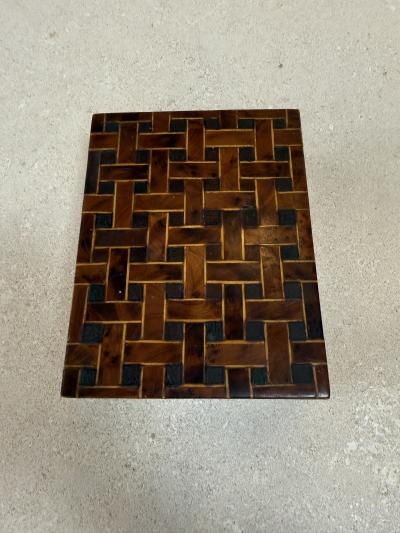 Vintage Wooden Trinket Box With Herringbone Pattern