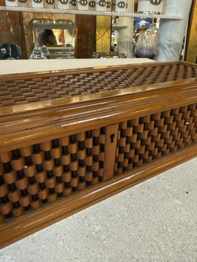 Vintage Wooden Woven Jewelry Box