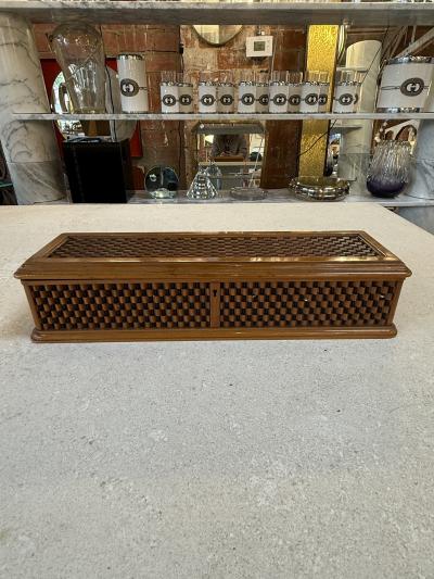 Vintage Wooden Woven Jewelry Box