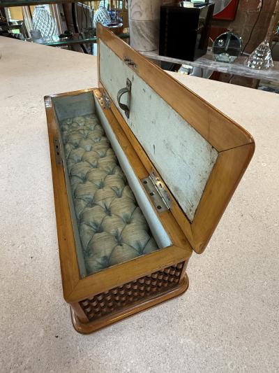 Vintage Wooden Woven Jewelry Box