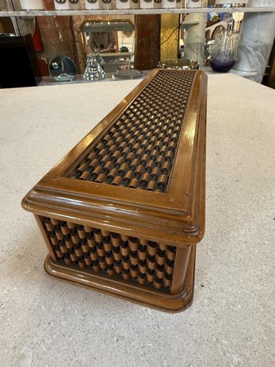 Vintage Wooden Woven Jewelry Box