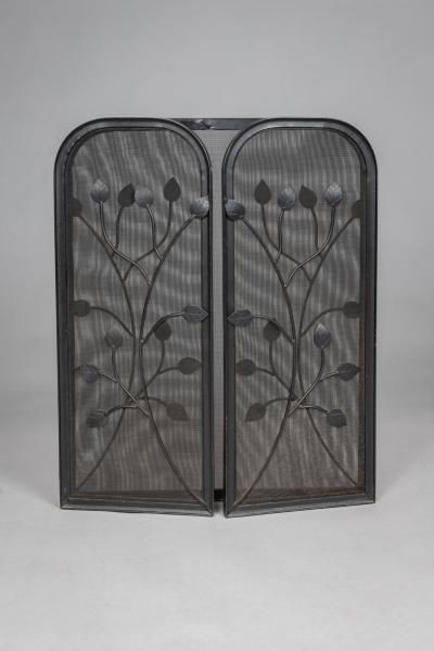Vintage Wrought Iron Folding Fireplace Screen