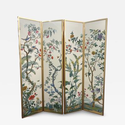 Vintage Zuber Decor Chinois 4 Panel Screen