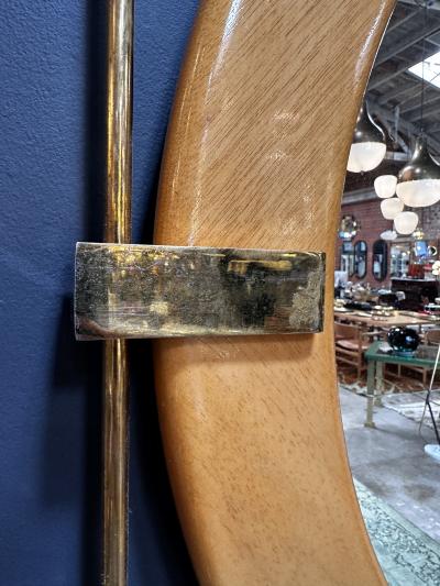 Vintage and Unique Brass Square and Wood Wall Mirror 1980s